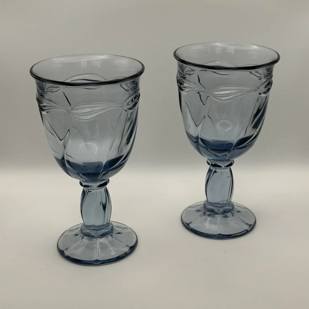 Vintage Noritake Gourmet Blue Water Goblets Iced Tea Glasses Set‎ of 2